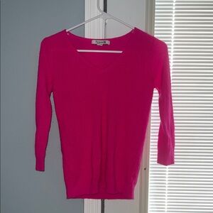 Bright Pink V-Neck Sweater